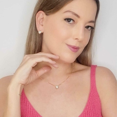 Conjunto Colar E Brinco De Coração Gargantilha Ponto de Luz - comprar online