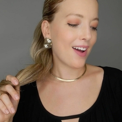 Colar Choker Aro Rigido Escovado Gargatilha Banhado A Ouro - ZIARO 