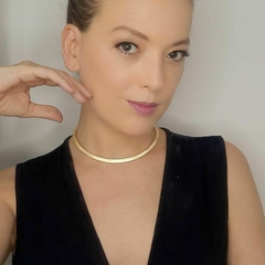 Colar Choker Aro Rigido Escovado Gargatilha Banhado A Ouro - comprar online