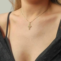 Colar Correntinha Com Pingente Cruz Crucifixo Folheado A Ouro - ZIARO 