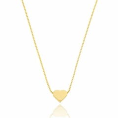 Colar De Coração Pingente Dourado Liso Banhado A Ouro 18k