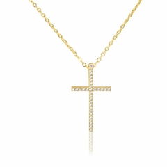 Colar Cruz Dourado Crucifixo Cravejado Folheado a Ouro 18k - comprar online