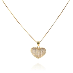 Colar Feminino Com Pingente De Coração Gargantilha Folheada