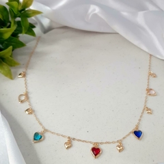 Colar De Corações Coloridos Gargantilha Banhada A ouro 18k na internet