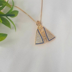 Colar Corrente Nossa Senhora Aparecida Grande Banhado A Ouro - ZIARO 
