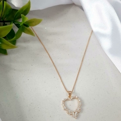 Colar Feminino De Coração Com Zirconia Cravejada Folheada - comprar online