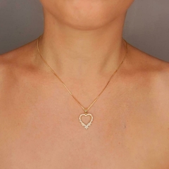 Colar Feminino De Coração Com Zirconia Cravejada Folheada na internet