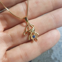 Colar Filho Menino Cravejado Pingente Dourado Folheado A Ouro - ZIARO 