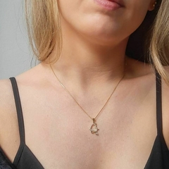 Colar Feminino Com Pingente De Coração Gatinho Folheado Ouro - comprar online
