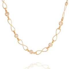 Colar Choker Com Elos do Infinito E Pontos de Luz Folheada
