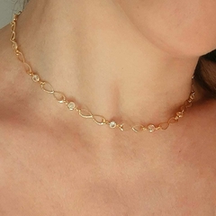 Colar Choker Com Elos do Infinito E Pontos de Luz Folheada - loja online