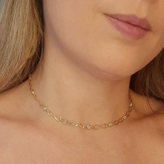 Colar Choker Com Elos do Infinito E Pontos de Luz Folheada na internet