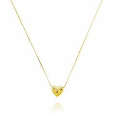 Colar Feminino Pingente Coração Gangantilha Banhado Ouro 18k