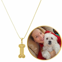 Colar com Pingente Osso cachorro My Dog Banhado a Ouro 18k na internet