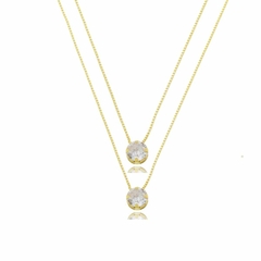 Colar Duplo Ponto De Luz Gargantilha Dourada Folheado A Ouro