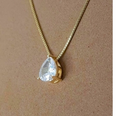 Colar Ponto De Luz Gota Dourado Cravejada Banhado a Ouro 18k - loja online