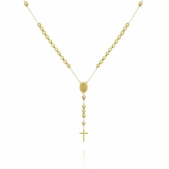 Colar Religioso Terço da Nossa Senhora e Cruz Banhado a Ouro