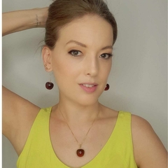 Conjunto Brinco e Colar De Cereja Gargantilha Banhado Ouro 18k na internet