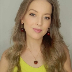 Conjunto Brinco e Colar De Cereja Gargantilha Banhado Ouro 18k - comprar online