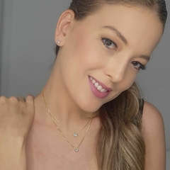 Conjunto Colar Duplo e brinco Ponto De Luz Folheado A Ouro - comprar online