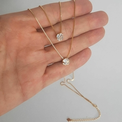 Conjunto Colar Duplo e brinco Ponto De Luz Folheado A Ouro na internet