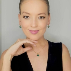 Conjunto Colar E Brinco De Coração Cravejado Turmalina Verde - comprar online