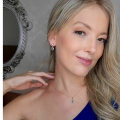 Conjunto Gota Cravejado com Zircônias Coloridas e Azuis na internet