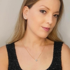 Conjunto Colar e Trio Brincos Ponto de Luz Coração Folheado - comprar online