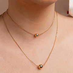 Colar Cordão Dupla Esferas Lisa Gargantilha Banhada A Ouro - comprar online