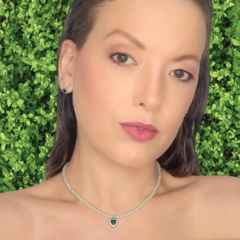 Conjunto Colar Pérola, Pingente E Brinco Coração Esmeralda - comprar online