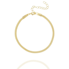 Pulseira Feminina de Elos Redondos Bracelete Folheado a Ouro