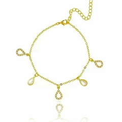 Pulseira Com Pingentes De Zircônia Bracelete Folheado a Ouro