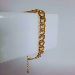 Pulseira Groumet Elos Grossos Bracelete Folheado a Ouro 18k - ZIARO 