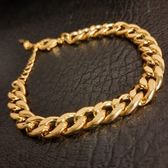 Imagem do Pulseira Groumet Elos Grossos Bracelete Folheado a Ouro 18k