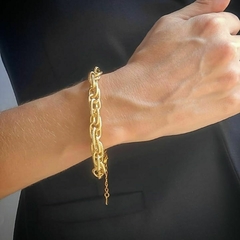 Pulseira Elos duplos Feminina Bracelete Folheado a Ouro 18k - loja online