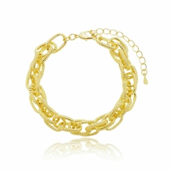 Pulseira Elos duplos Feminina Bracelete Folheado a Ouro 18k