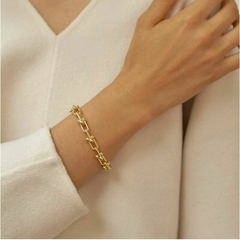Imagem do Pulseira Elos U Bracelete Feminino Dourado Folheado Ouro 18k