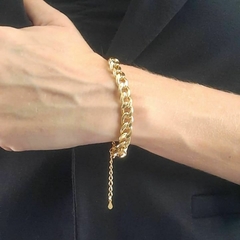 Pulseira Groumet Elos Grossos Bracelete Folheado a Ouro 18k - loja online