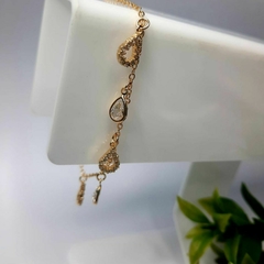 Pulseira Com Pingentes De Zircônia Bracelete Folheado a Ouro na internet