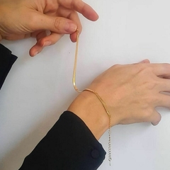 Pulseira Fita Lisa Bracelete Dourado Feminino Folheado Ouro na internet