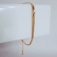 Pulseira Fita Lisa Bracelete Dourado Feminino Folheado Ouro - ZIARO 