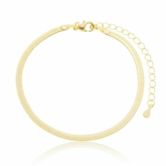 Pulseira Fita Lisa Bracelete Dourado Feminino Folheado Ouro