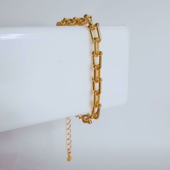 Pulseira Elos U Bracelete Feminino Dourado Folheado Ouro 18k - loja online