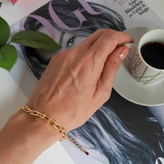Pulseira Elos U Bracelete Feminino Dourado Folheado Ouro 18k na internet