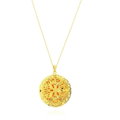 Colar Relicário Medalhão Redondo 2 Fotos Foheado A Ouro 18k