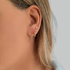 Trio Argolas Coração Cravejadas Brincos Banhados Ouro 18k - comprar online
