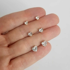 Trio De Brinco Coração 3 Pares Ponto De Luz Banhado Ouro 18k - ZIARO 
