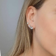 Trio De Brincos Ponto Luz 1 2 3 Furos Banhado A Ouro 18k - comprar online