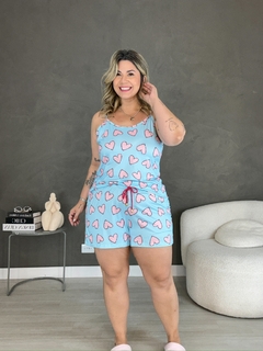 Pijama Manu corações azul com rosa - comprar online