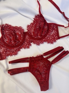 Kit Marina vermelho ( Conjunto + Cinta liga ) - loja online